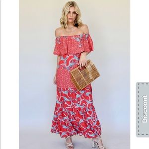 Red Ghingam and heels dress